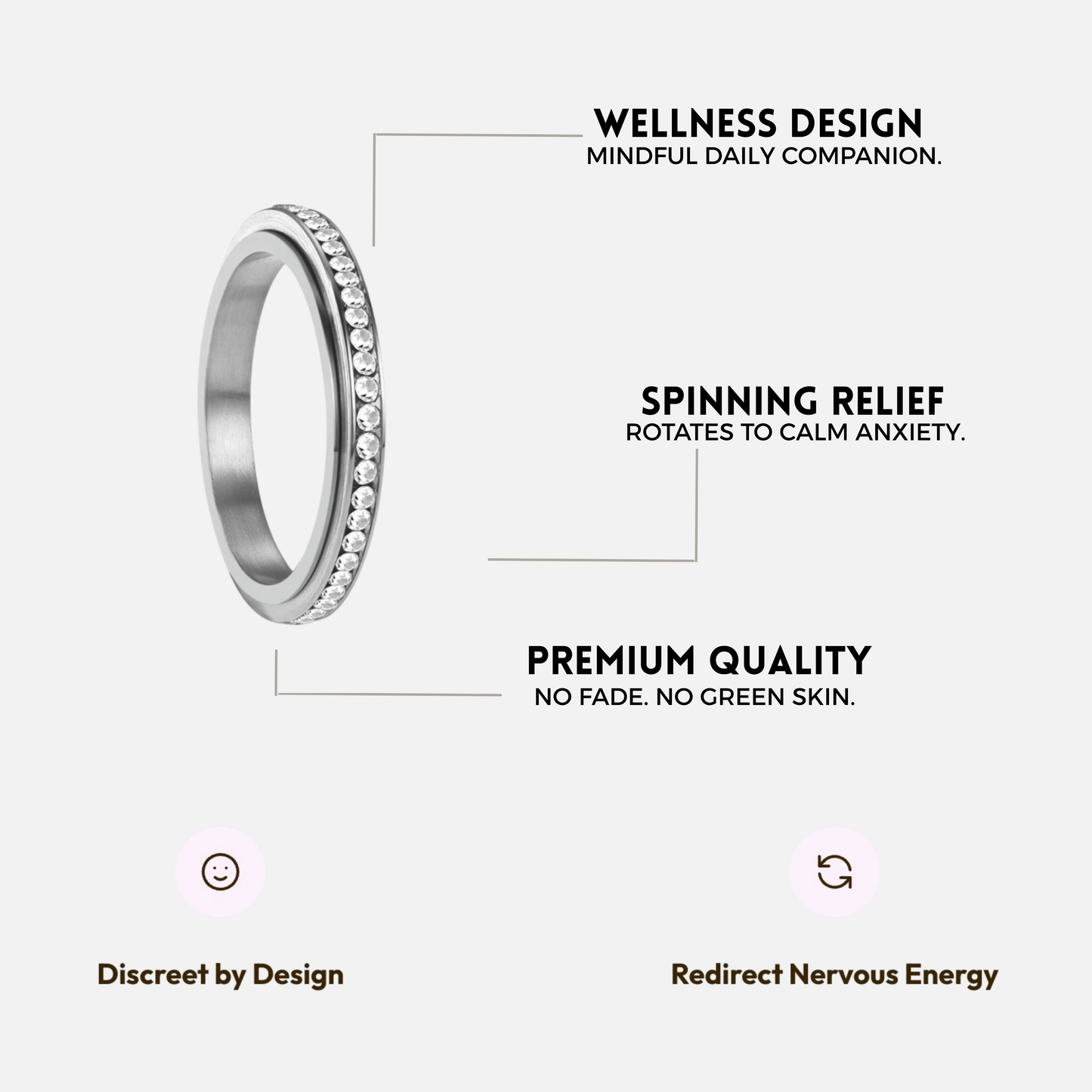 HARMONY ROTATING WELLNESS RING SILVER