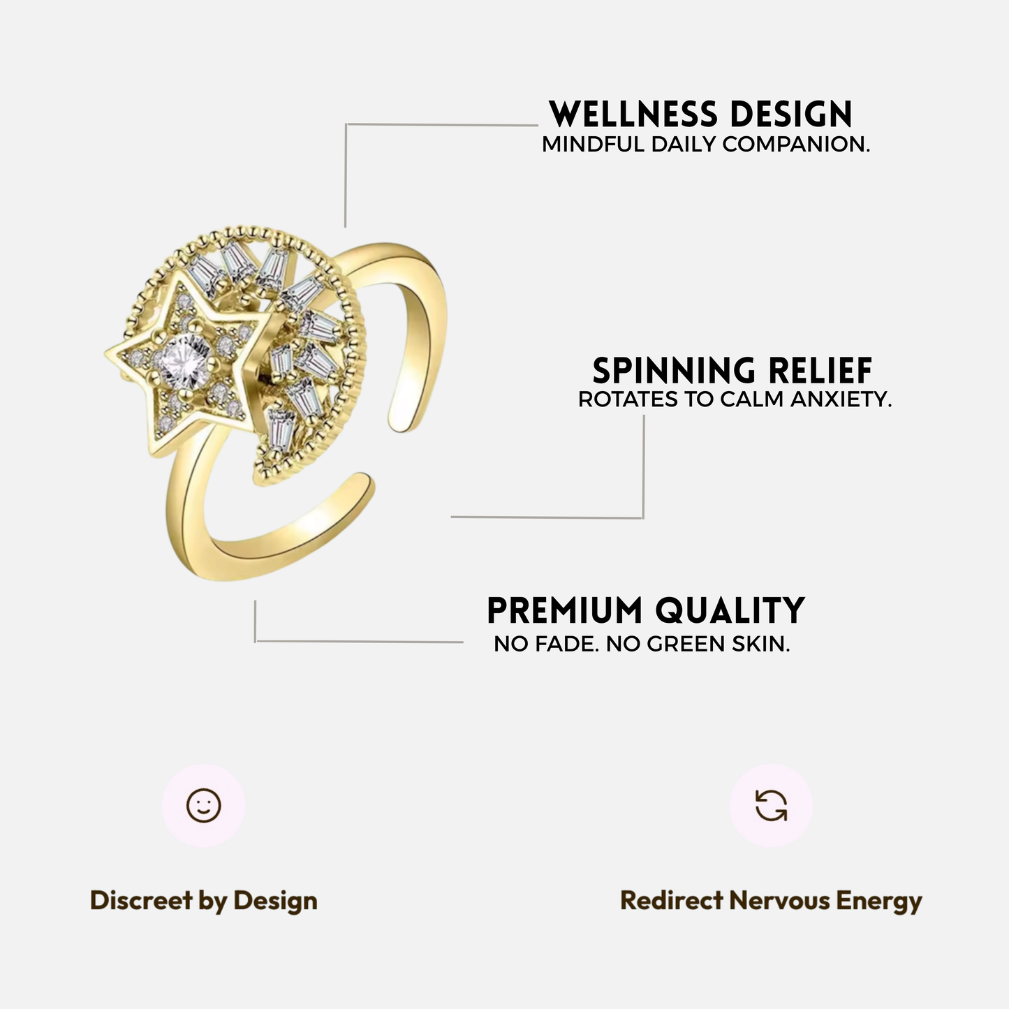 MOONLIGHT SPINNER WELLNESS RING GOLD