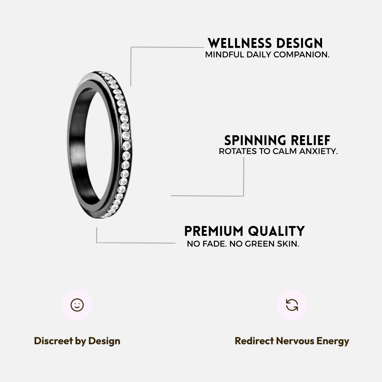 HARMONY ROTATING WELLNESS RING BLACK