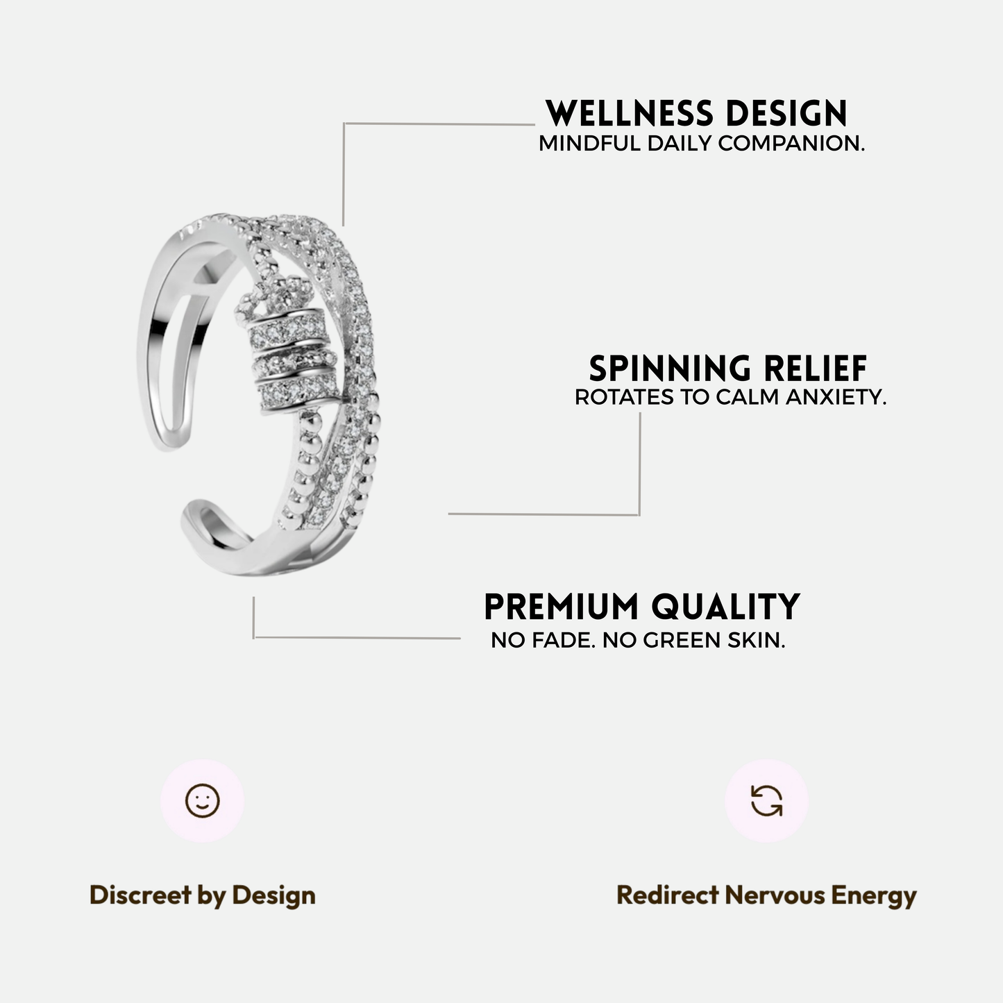 SERENE SLIDING WELLNESS RING SILVER