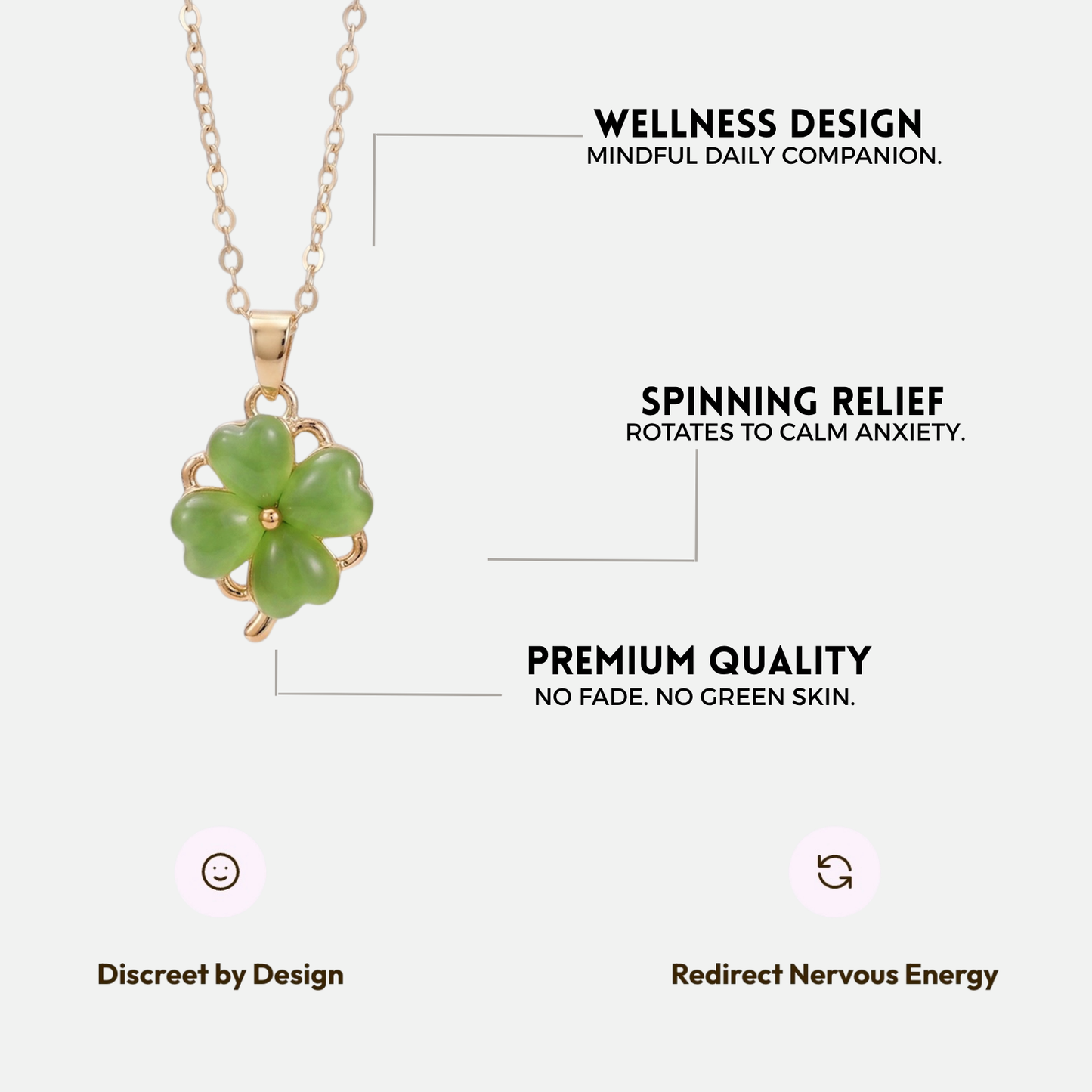 CLOVER SPINNER WELLNESS NECKLACE GOLD