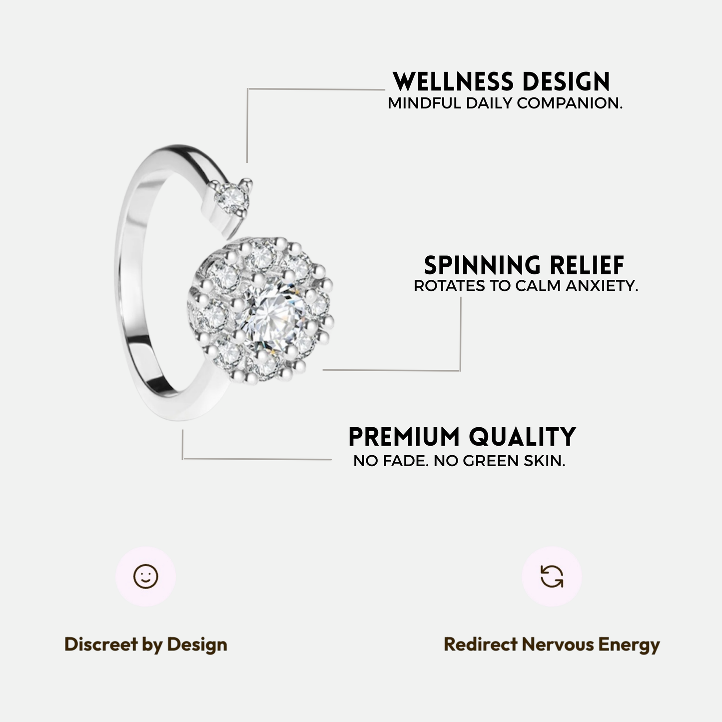 ARIA SPINNER WELLNESS RING SILVER