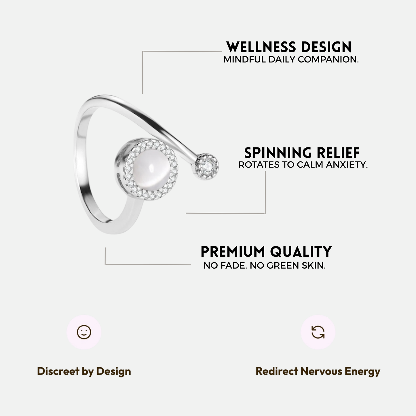 CALM SPINNER WELLNESS RING SILVER