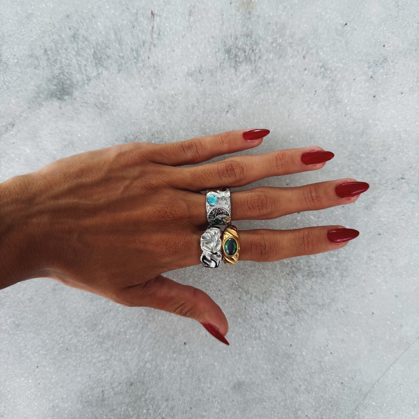 EMERALD FLAME RING GOLD