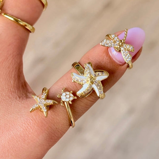 STAR SPINNER WELLNESS RING GOLD WHITE