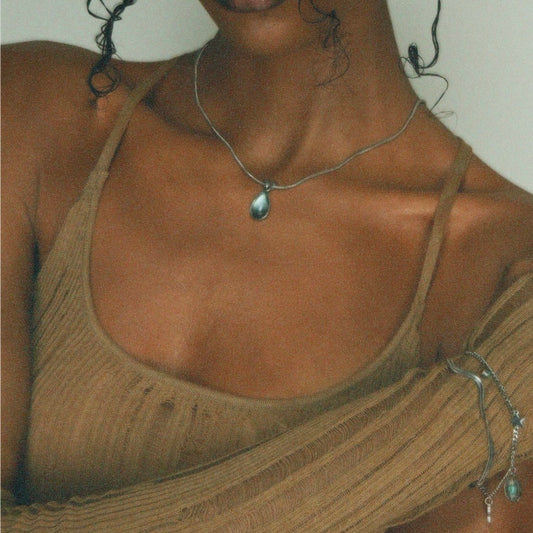 WATERDROP BLUE NECKLACE SILVER
