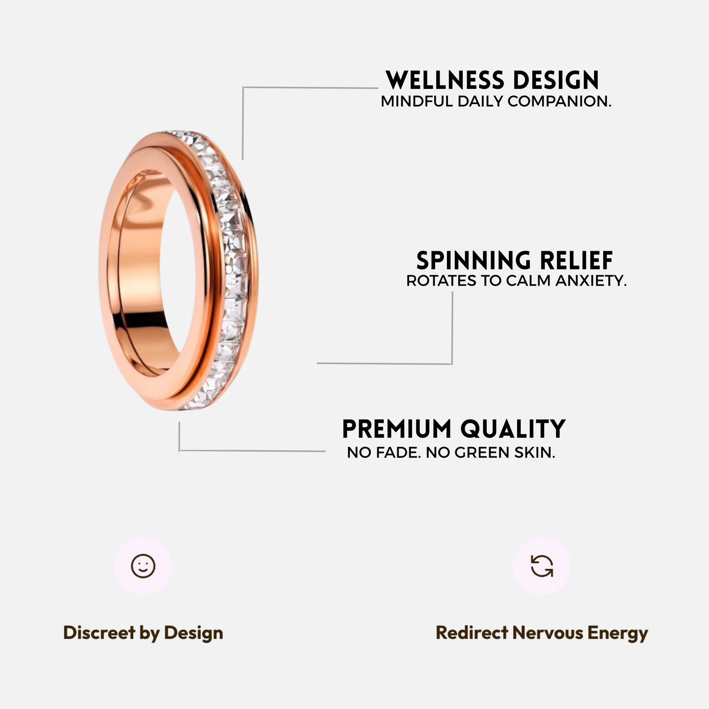 ANXIETY RELIEF WELLNESS RING ROSE GOLD
