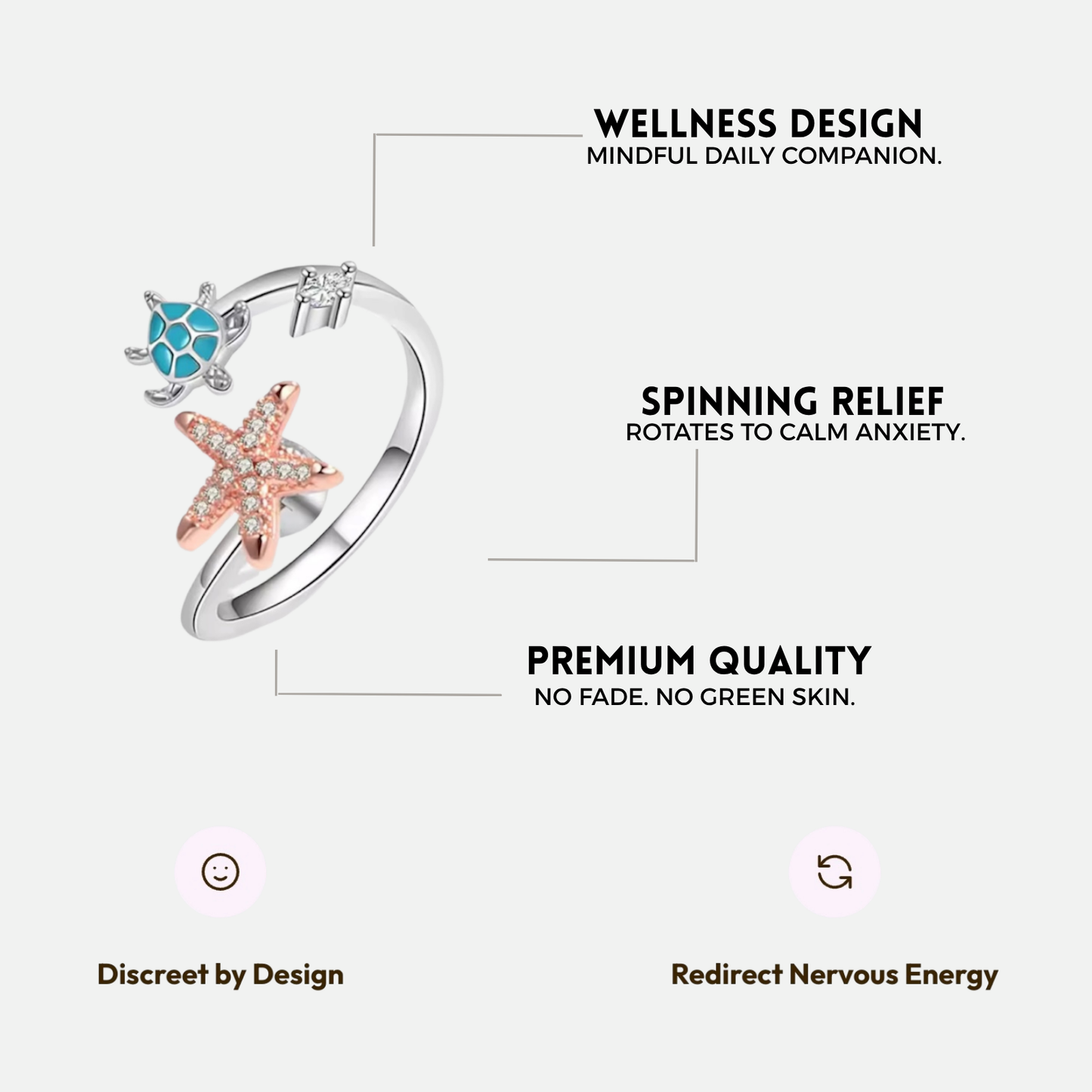 TURTLE SPINNER WELLNESS RING SILVER