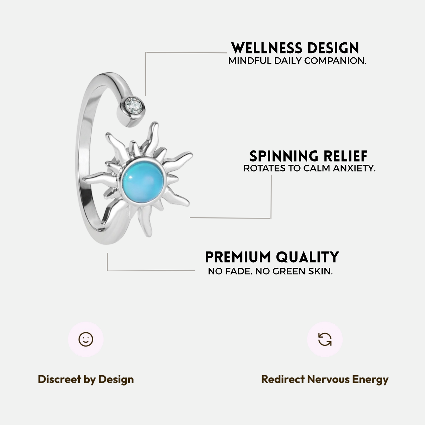 SUNNY SPINNER WELLNESS RING SILVER