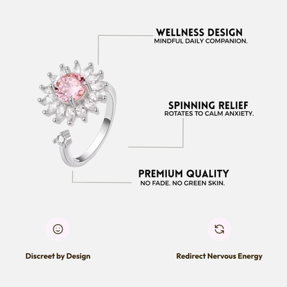 SUN SPINNER WELLNESS RING SILVER PINK