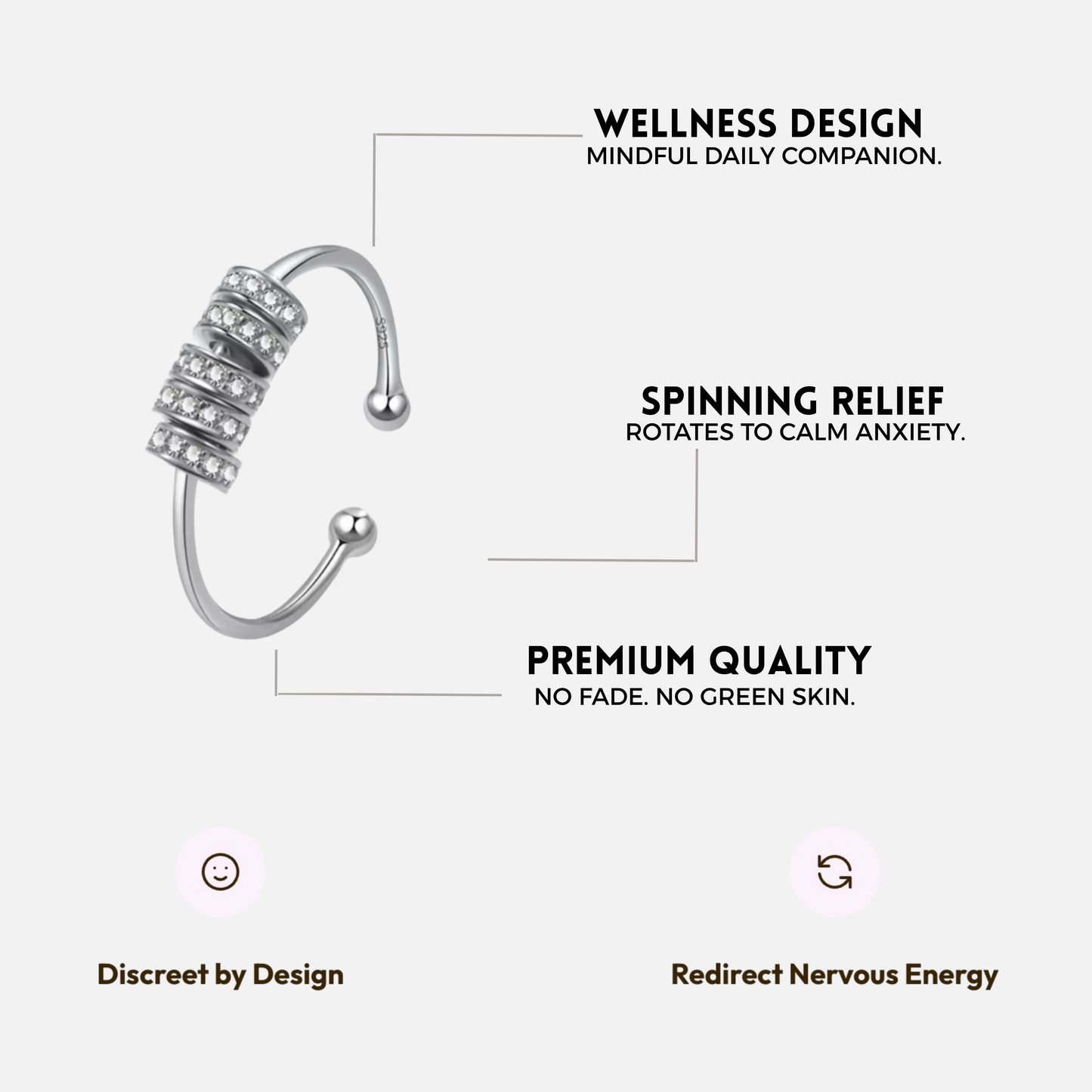 BRIGHTER SLIDING WELLNESS RING SILVER
