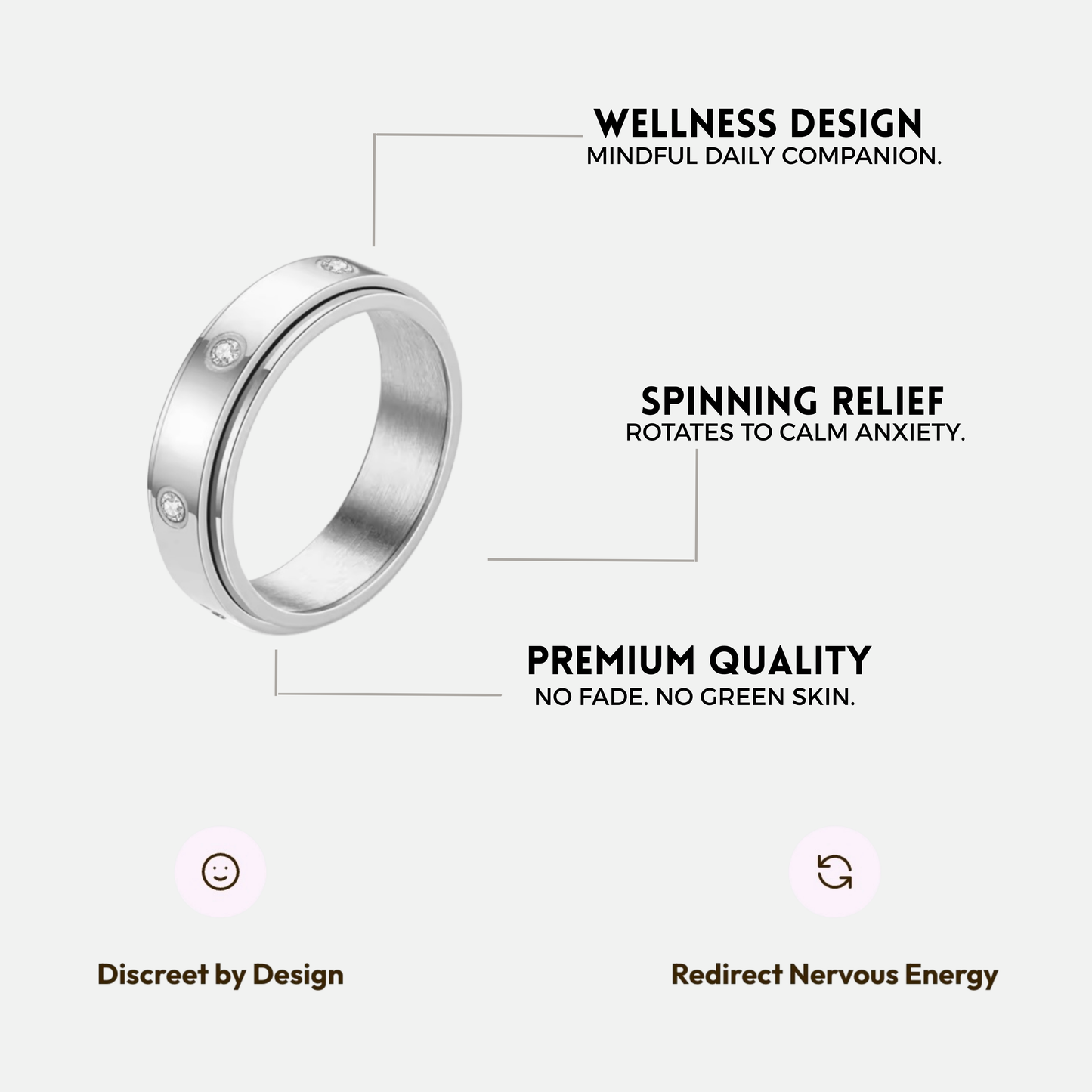SOUL ROTATING WELLNESS RING SILVER