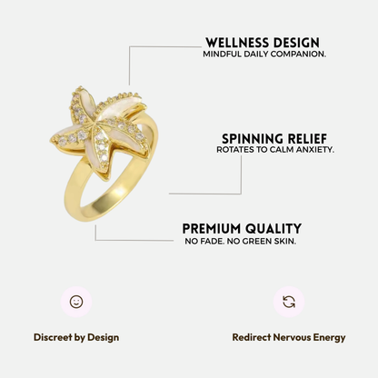 STAR SPINNER WELLNESS RING GOLD WHITE