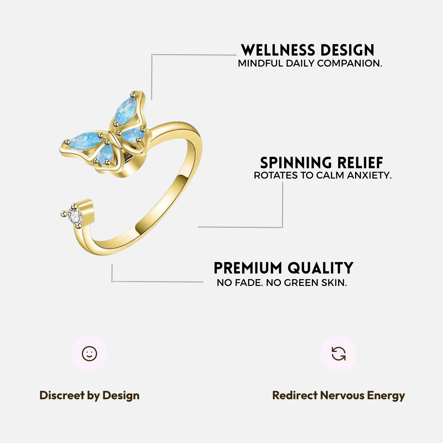 BUTTERFLY SPINNER WELLNESS RING GOLD