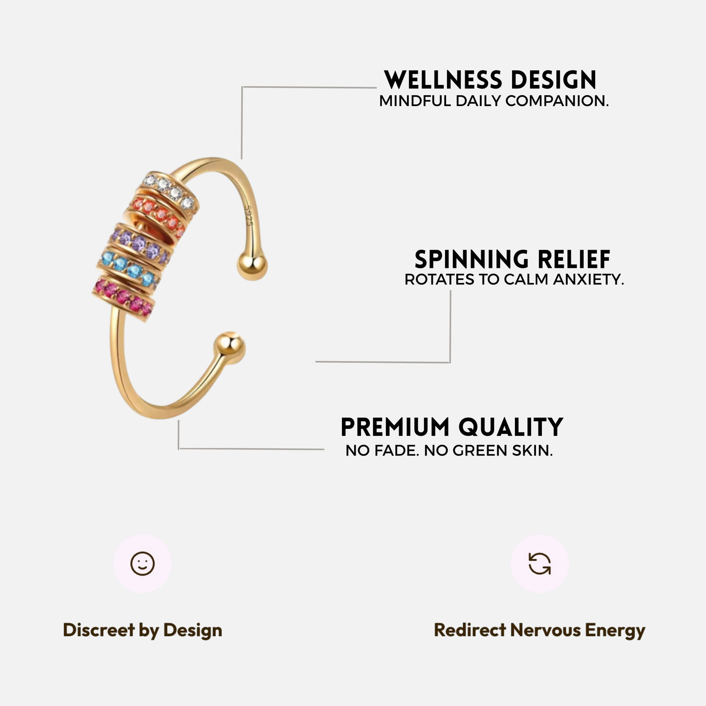 BRIGHTER SLIDING WELLNESS RING GOLD