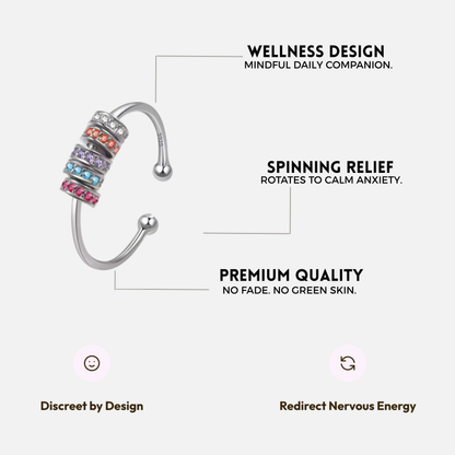 BRIGHTER SLIDING WELLNESS RING SILVER RAINBOW