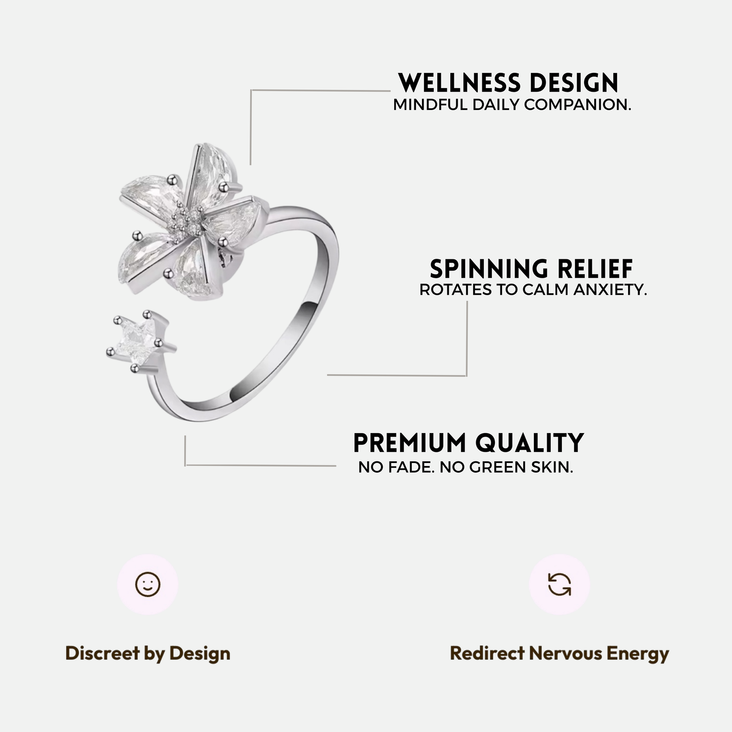 FLOURISH SPINNER WELLNESS RING SILVER