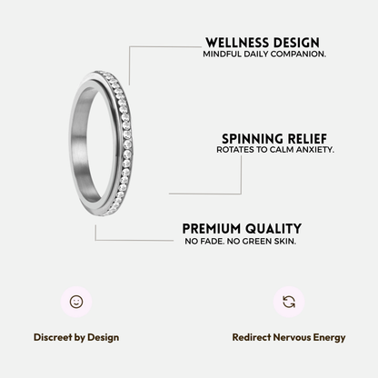 HARMONY ROTATING WELLNESS RING SILVER