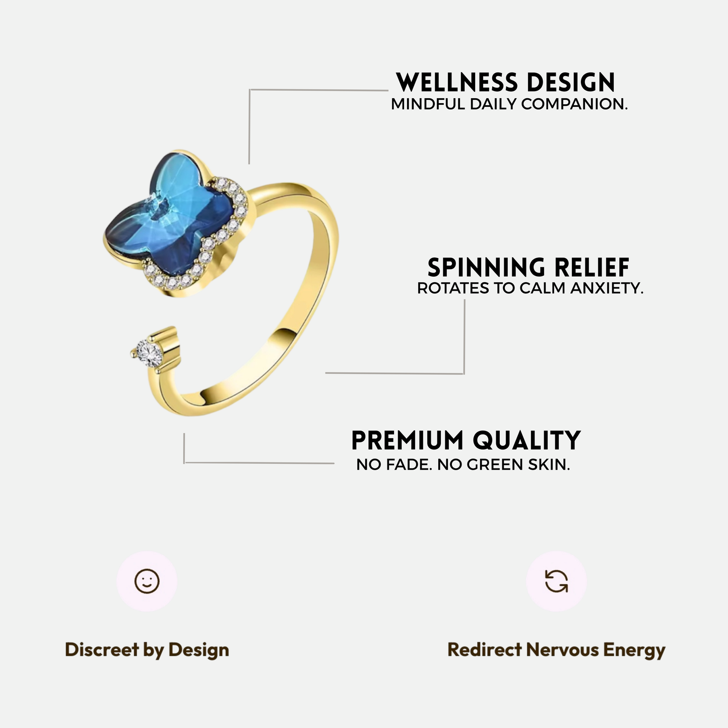 OCEAN SPINNER WELLNESS RING GOLD