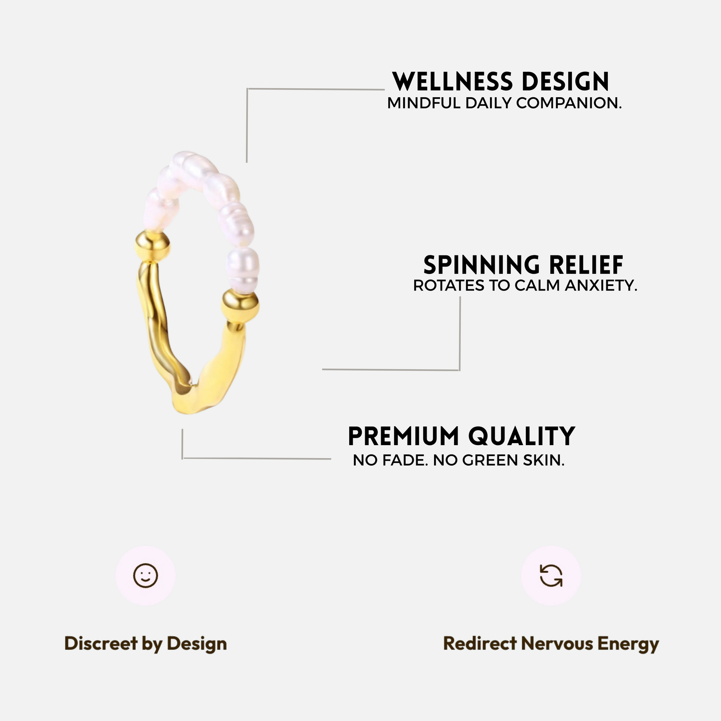 PEARL ROTATING WELLNESS RING GOLD