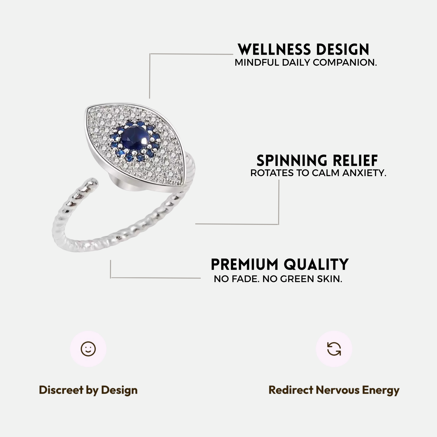 EYE SPINNER WELLNESS RING SILVER