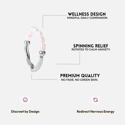 PEARL ROTATING WELLNESS RING SILVER