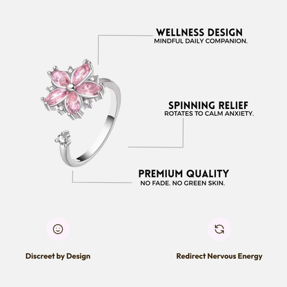 FLOWER SPINNER WELLNESS RING SILVER PINK