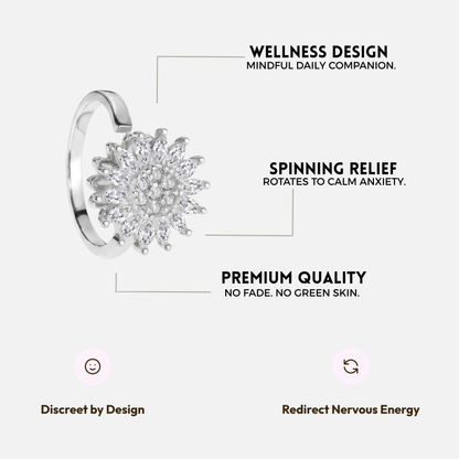 SUN SPINNER WELLNESS RING SILVER