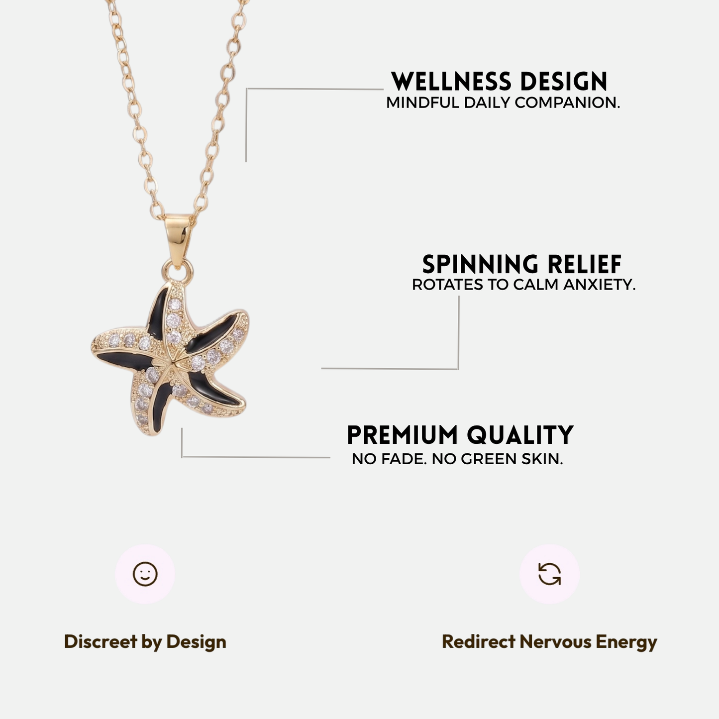 STAR SPINNER WELLNESS NECKLACE GOLD BLACK