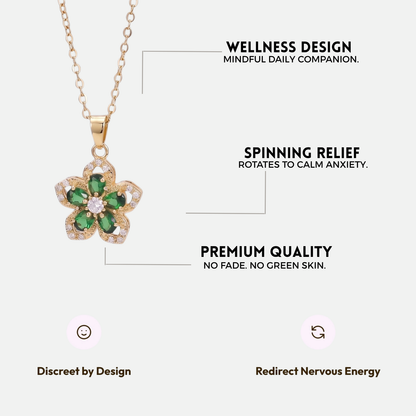 FLOWER SPINNER WELLNESS NECKLACE GOLD GREEN