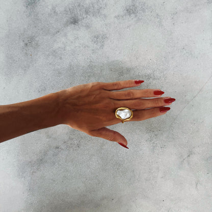 AURA PEARL RING GOLD
