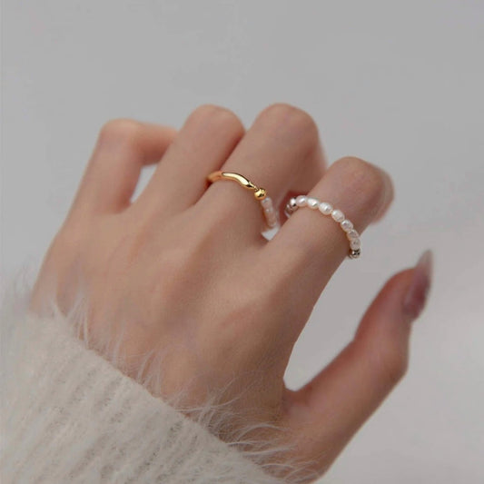 PEARL ROTATING WELLNESS RING SILVER