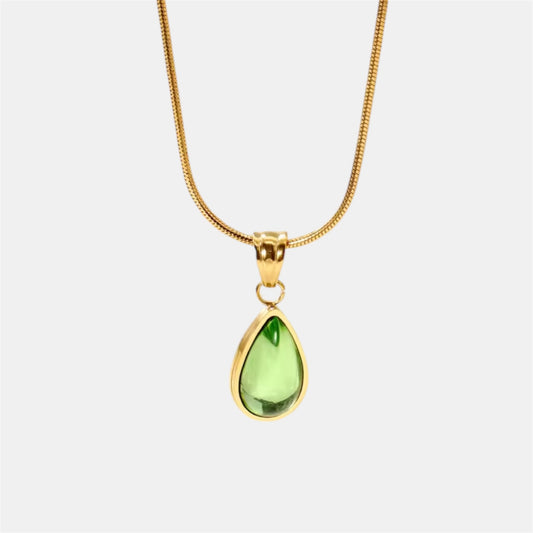 WATERDROP GREEN NECKLACE GOLD
