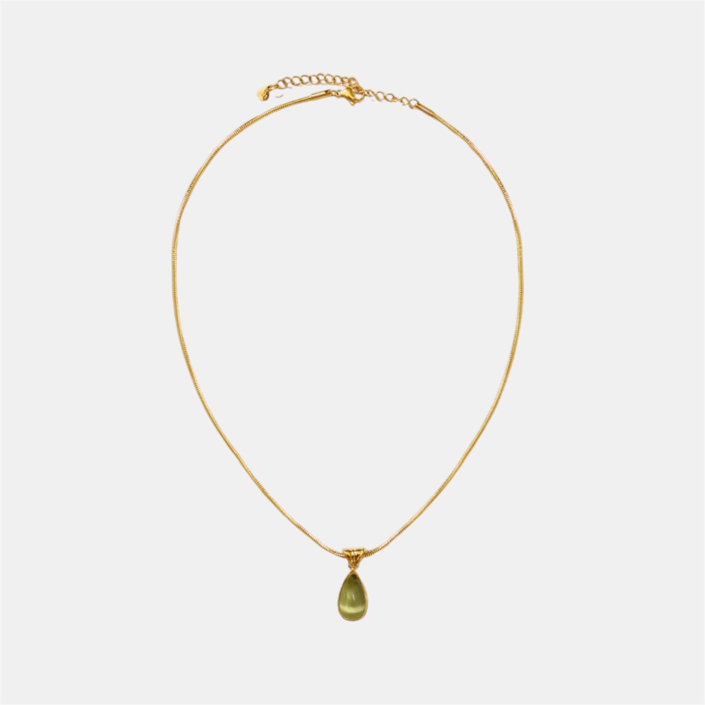 WATERDROP GREEN NECKLACE GOLD
