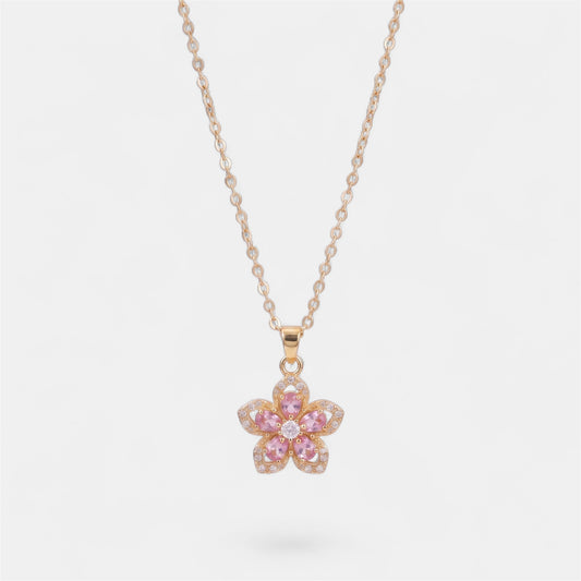 FLOWER SPINNER WELLNESS NECKLACE GOLD PINK