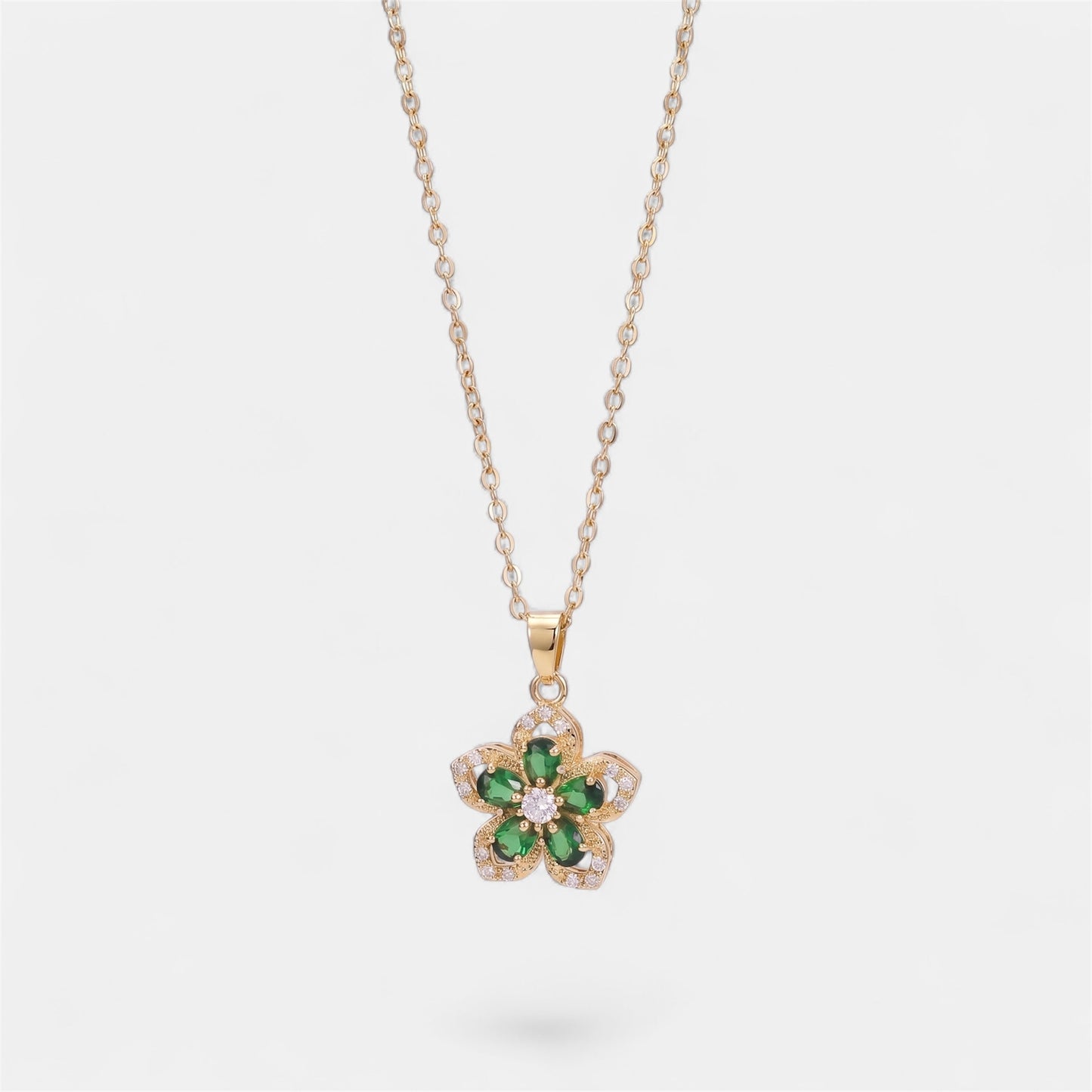 FLOWER SPINNER WELLNESS NECKLACE GOLD GREEN