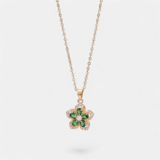 FLOWER SPINNER WELLNESS NECKLACE GOLD GREEN