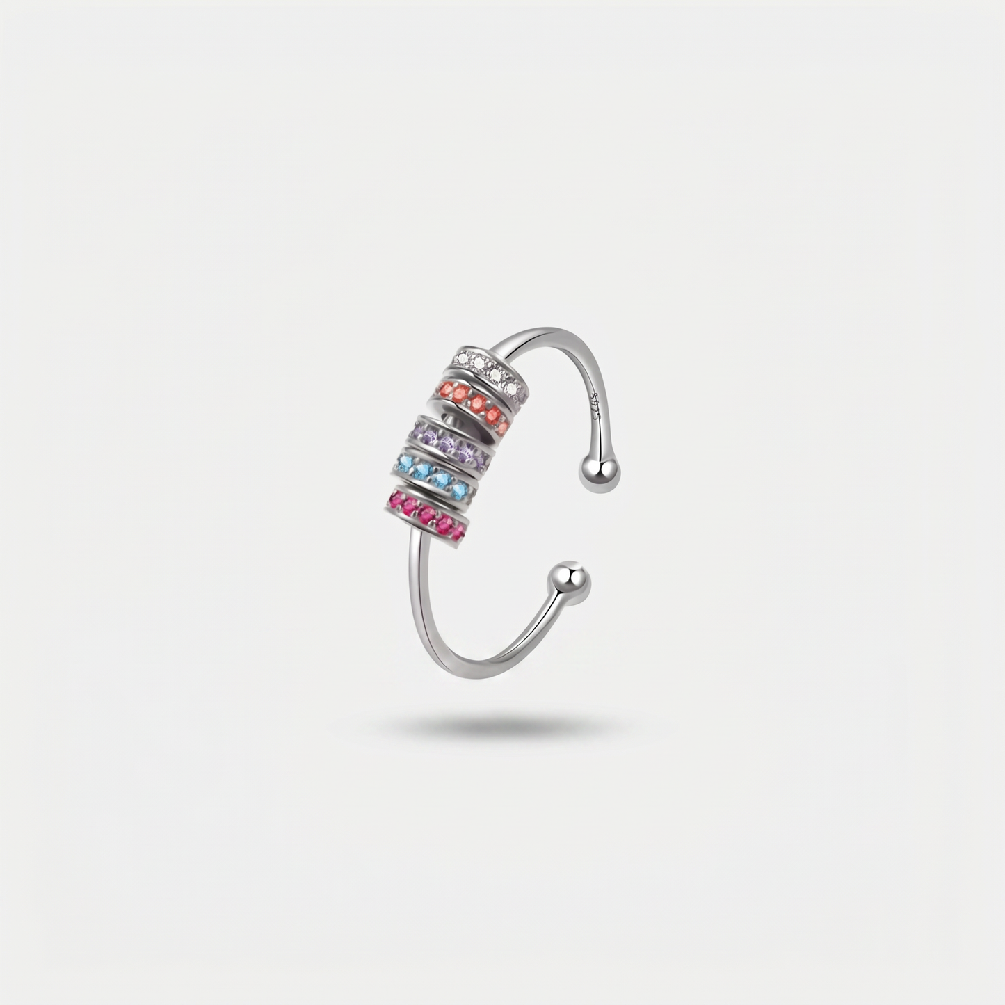 BRIGHTER SLIDING WELLNESS RING SILVER RAINBOW