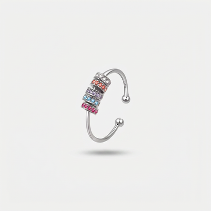BRIGHTER SLIDING WELLNESS RING SILVER RAINBOW