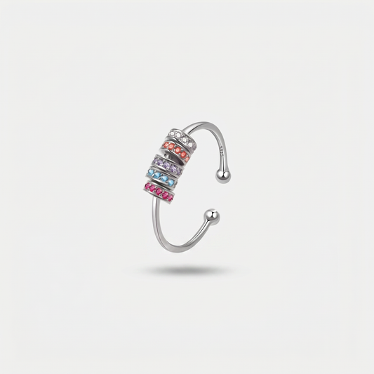 BRIGHTER SLIDING WELLNESS RING SILVER RAINBOW