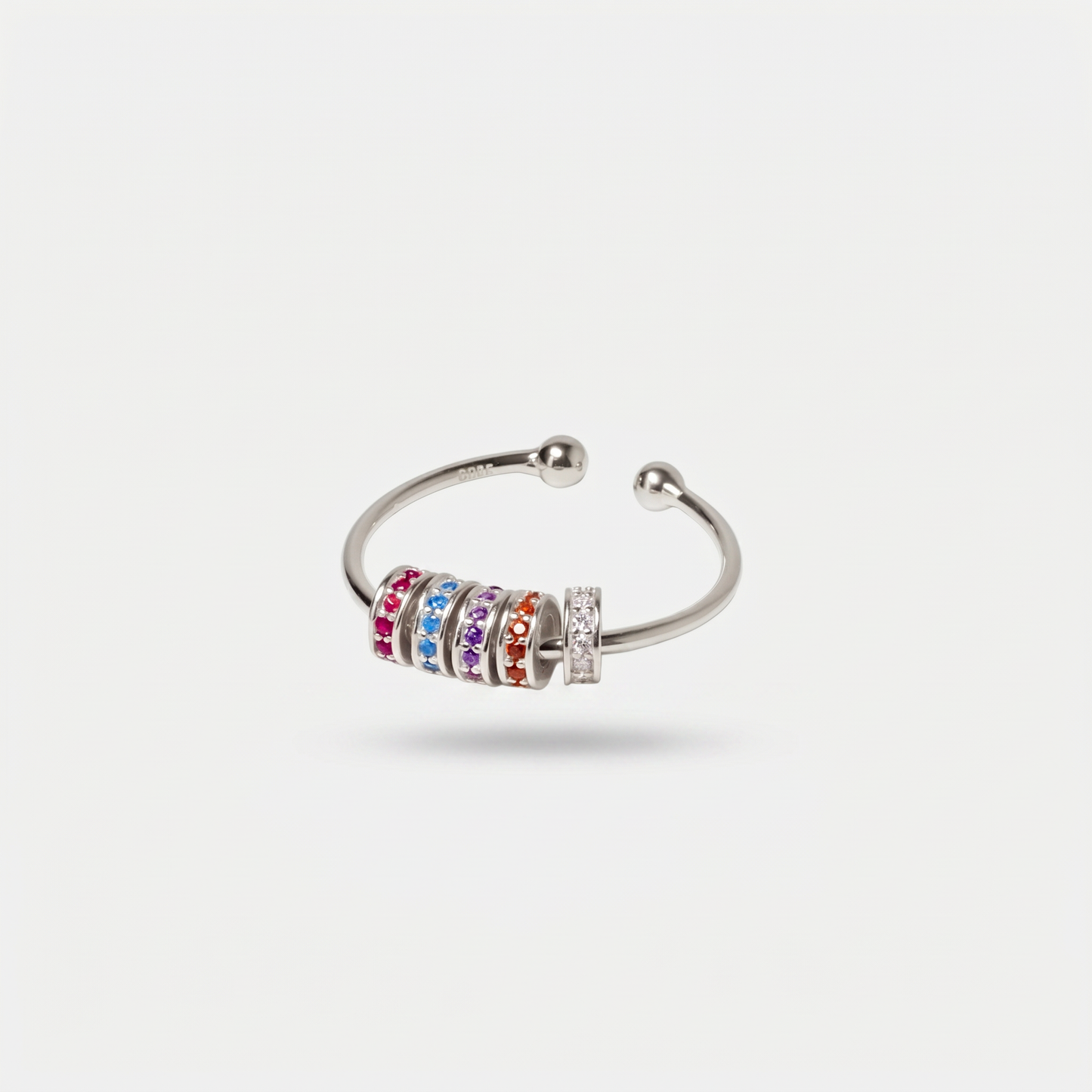 BRIGHTER SLIDING WELLNESS RING SILVER RAINBOW