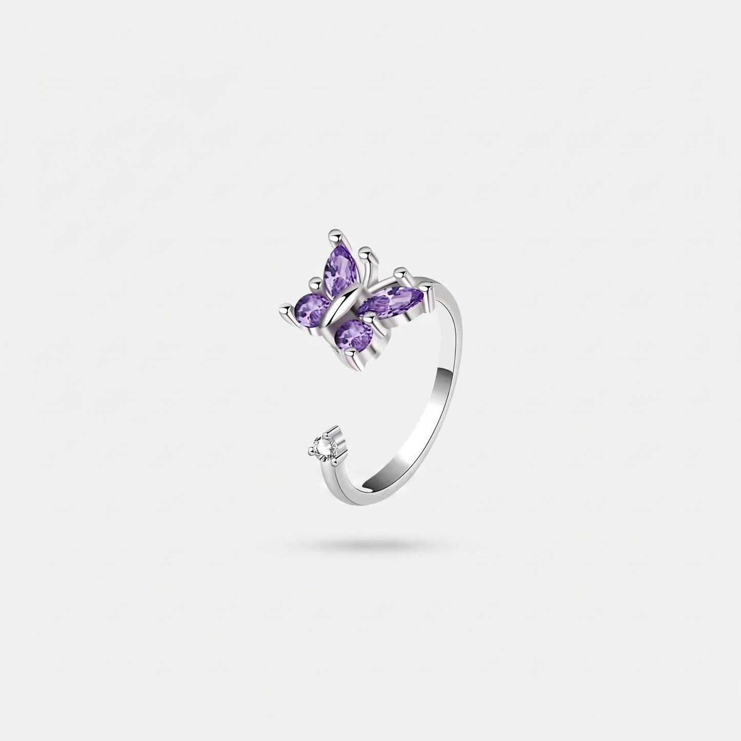 BUTTERFLY SPINNER WELLNESS RING SILVER PURPLE