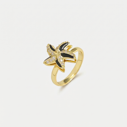 STAR SPINNER WELLNESS RING GOLD BLACK