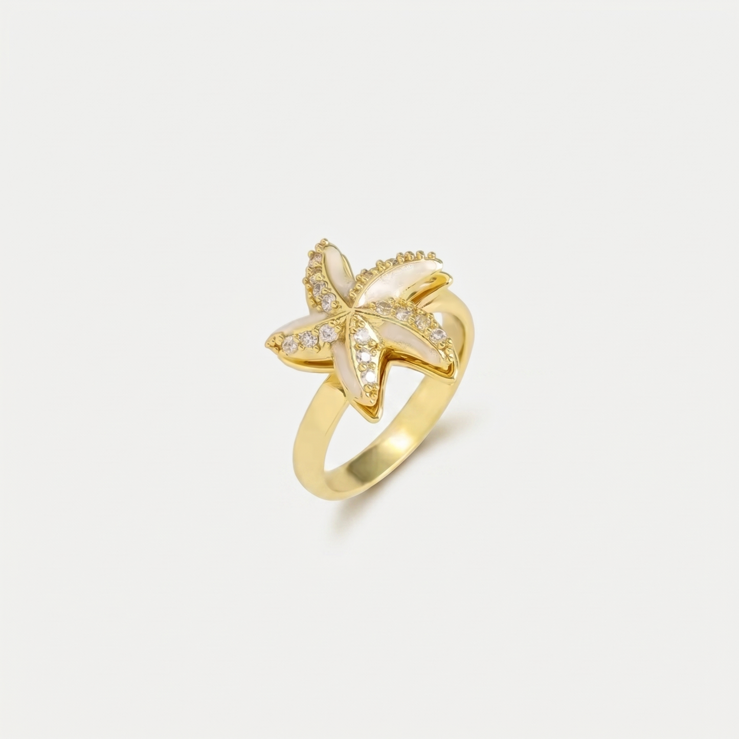 STAR SPINNER WELLNESS RING GOLD WHITE