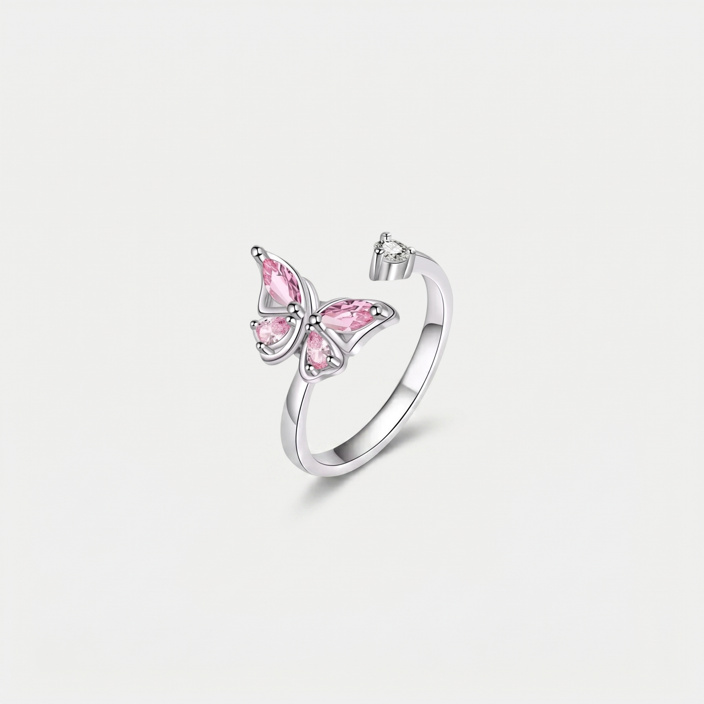 BUTTERFLY SPINNER WELLNESS RING SILVER PINK