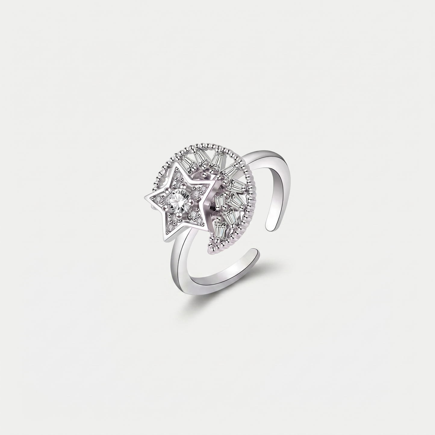 MOONLIGHT SPINNER WELLNESS RING SILVER