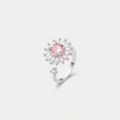 SUN SPINNER WELLNESS RING SILVER PINK