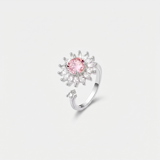 SUN SPINNER WELLNESS RING SILVER PINK