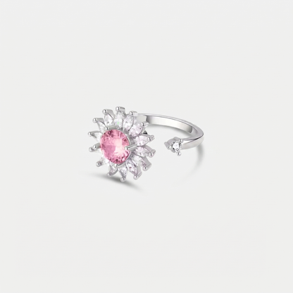 SUN SPINNER WELLNESS RING SILVER PINK