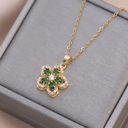 FLOWER SPINNER WELLNESS NECKLACE GOLD GREEN
